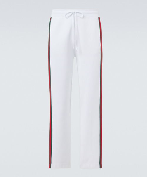 웹 스트라이프 코튼 블렌드 팬츠