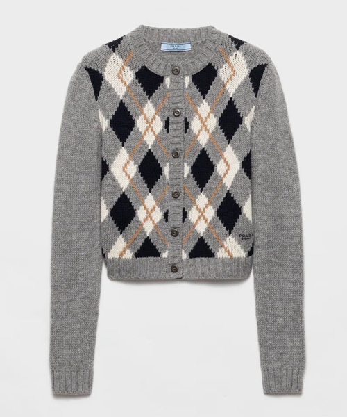 아가일 니트 캐시미어 가디건