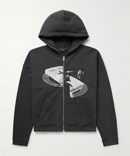 홀리 바이블 어셈블 프린트 코튼 저지 집업 후디