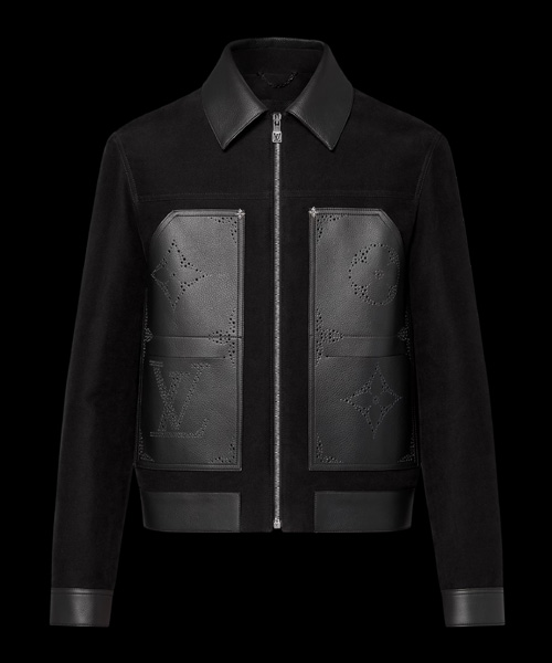 모노그램 믹스 가죽 워크웨어 블루종