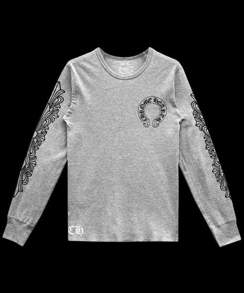 홀스슈 로고 와플 써멀 플로럴 롱 슬리브 티셔츠