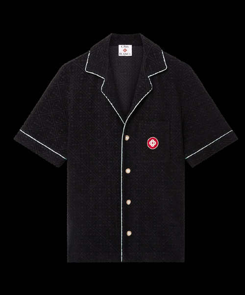 모노그램 자카드 숏 슬리브 타월링 셔츠