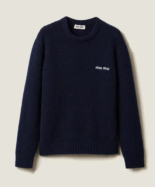 로고 자수 니트 캐시미어 스웨터