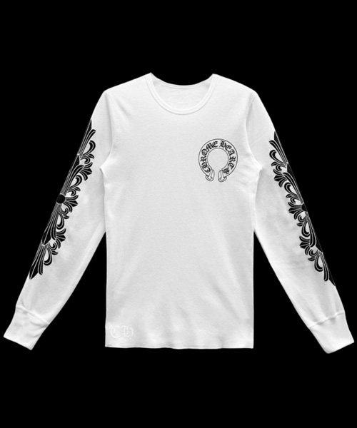 홀스슈 로고 와플 써멀 플로럴 롱 슬리브 티셔츠