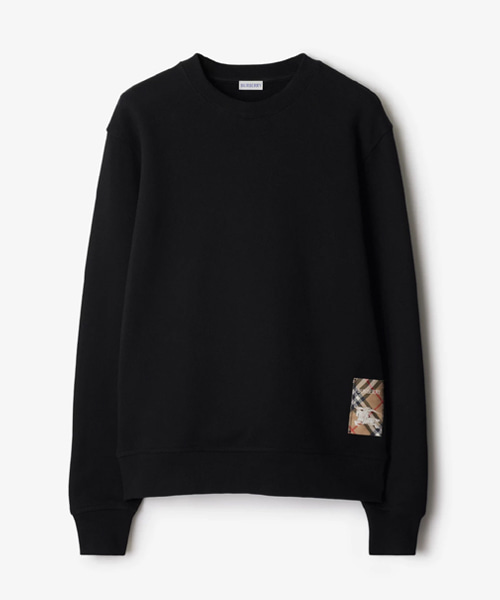 체크 라벨 코튼 스웨트셔츠