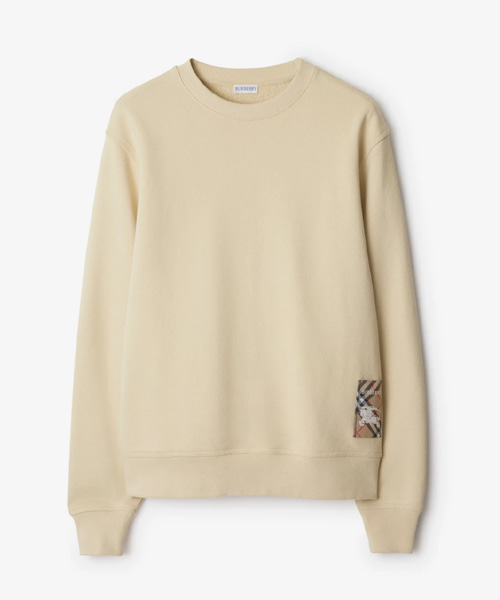 체크 라벨 코튼 스웨트셔츠