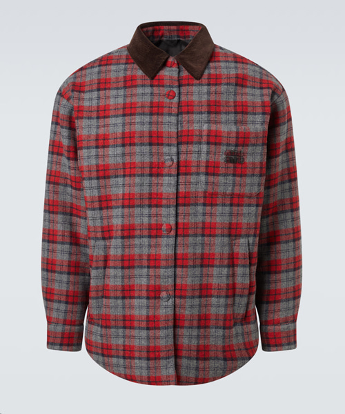 플레이드 버진 울 다운 오버셔츠