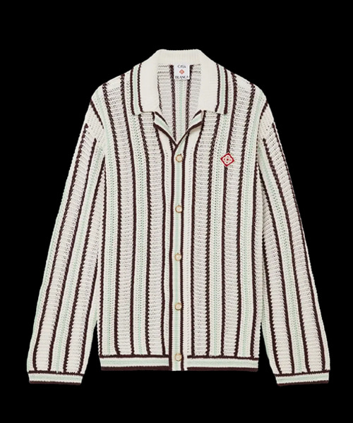 스트라이프 코튼 크로셰 셔츠