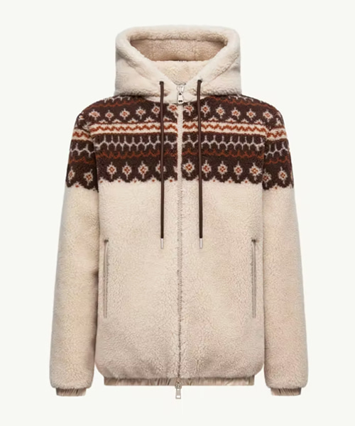 지오메트릭 자카드 울 혼방 후디