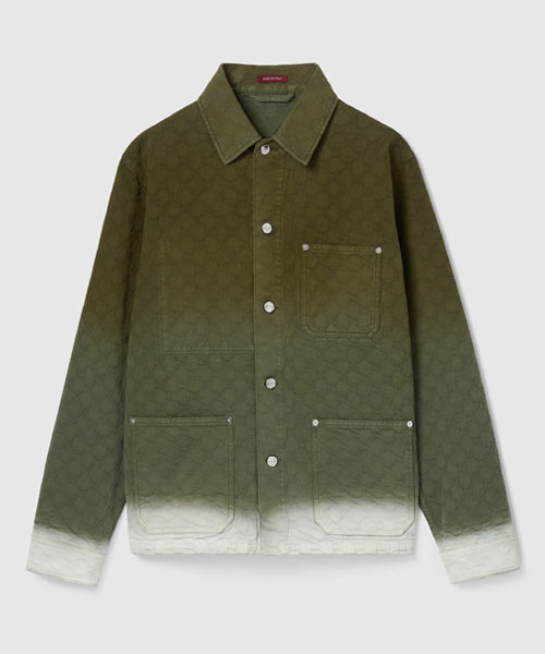 블리치 GG 코튼 데님 자카드 셔츠