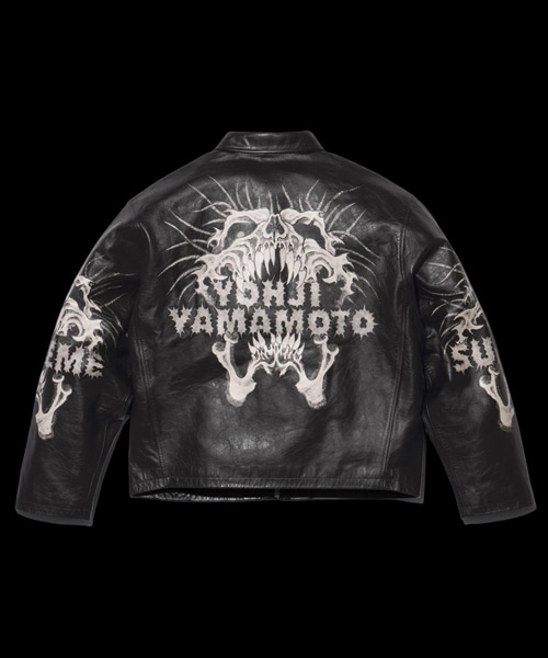 그래픽 프린트 레더 자켓