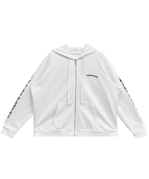 스크롤 로고 후드 집업 자켓