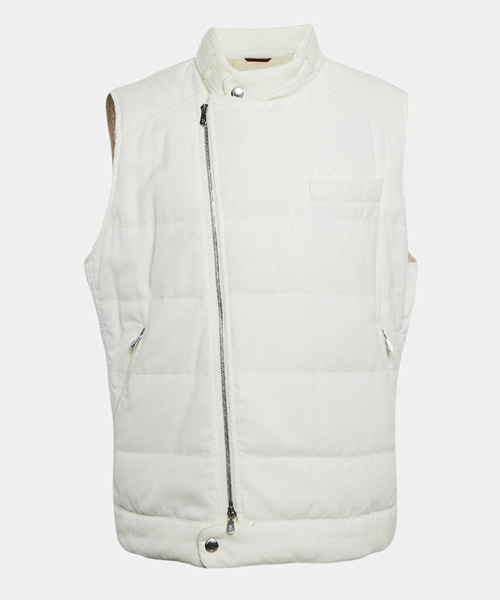 사선 집업 패딩 조끼