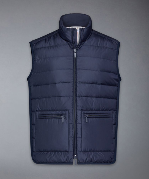 나일론 테크 퍼넬 넥 다운 베스트