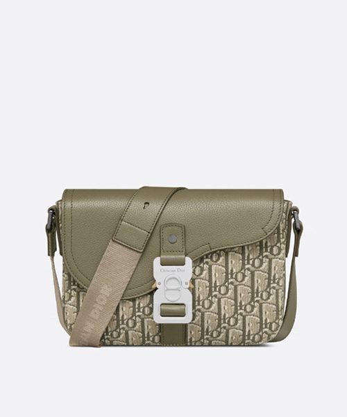 오블리크 자카드 스몰 플랩 새들 메신저 백