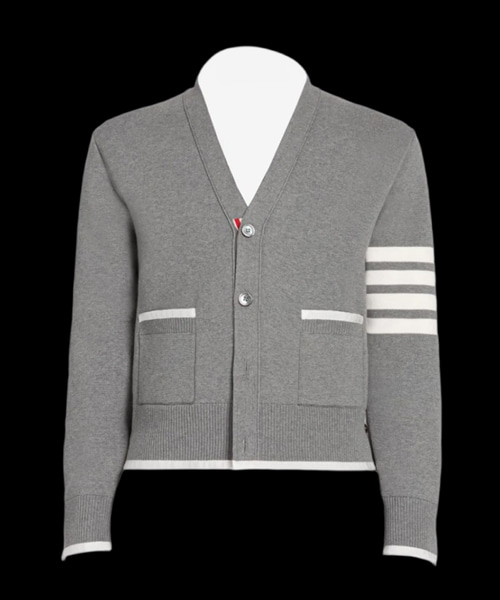 밀라노 스티치 코튼 사선 박시 브이넥 가디건