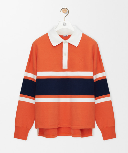 스트라이프 롱 슬리브 폴로 셔츠