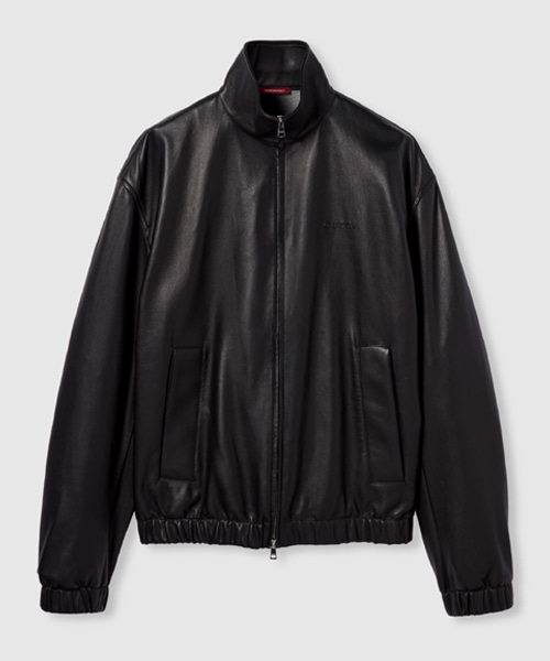 로고 가죽 봄버 자켓