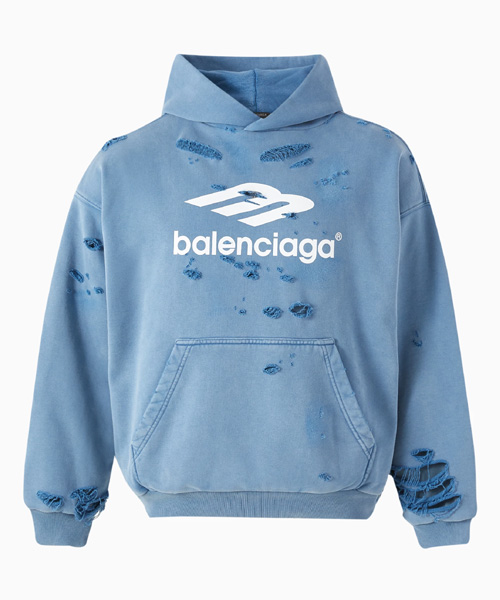 디스트로이드 코튼 후드 스웨트셔츠