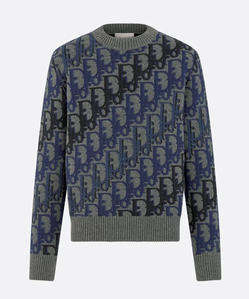 그레이 울 자카드 스웨터