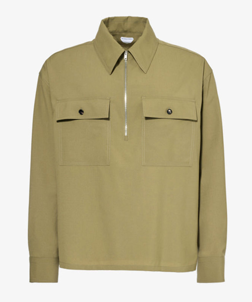 포켓 롱 슬리브 릴렉스 핏 울 셔츠