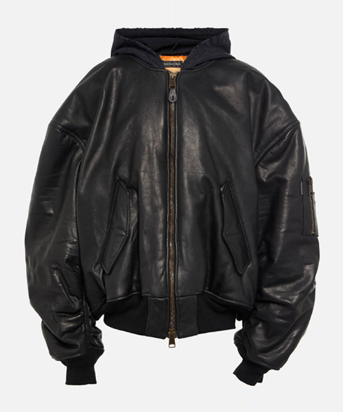 오버사이즈 레더 봄버 재킷