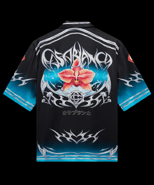 블레이드 숏 슬리브 실크 사틴 셔츠