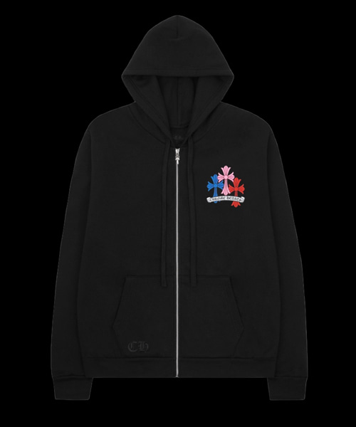 멀티 컬러 크로스 후드 집업 자켓