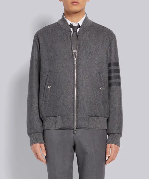 테크 다운 울 플란넬 토널 4-바 블루종 재킷