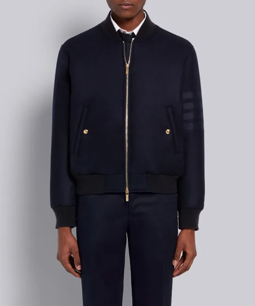 테크 다운 울 플란넬 토널 4-바 블루종 재킷