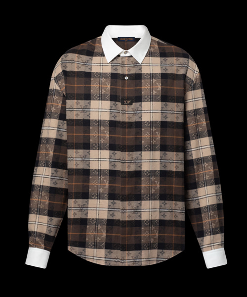 모노그램 플란넬 롱 슬리브 폴로 셔츠