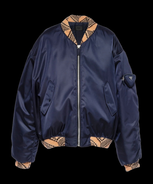 오버사이즈 리나일론 & 니트 봄버 자켓