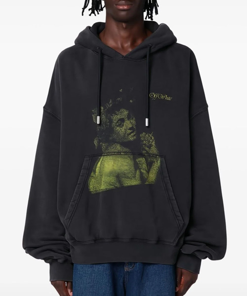 그래픽 프린트 후드 스웨트셔츠