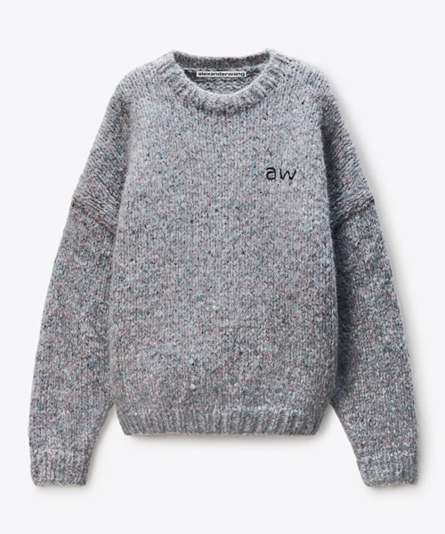 핸드 크로셰 로고 디테일 오버사이즈 풀오버