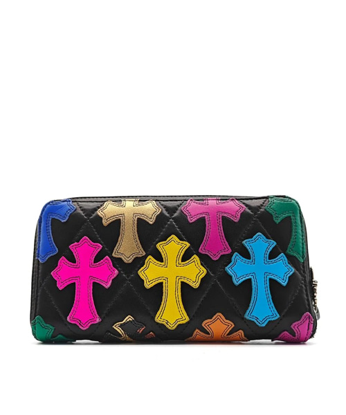 멀티컬러 레더 크로스 패치 월렛