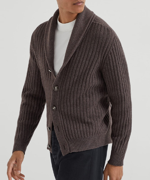 메탈 버튼 캐시미어 플랫 립 가디건