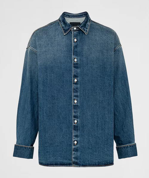 트라이앵글 로고 데님 셔츠