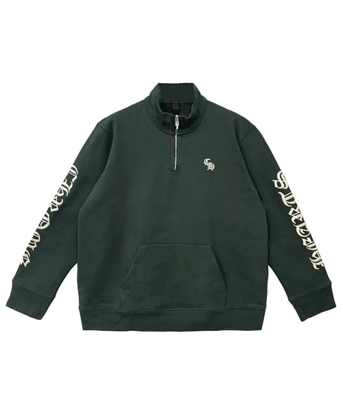 스크립트 로고 ��수 하프 지퍼 스웨트셔츠