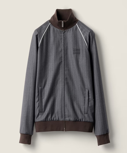 핀스트라이프 지퍼 블루종 재킷