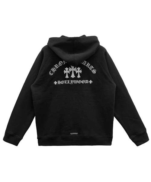 트리플 크로스 스크립트 슬리브 지퍼업 후드 티셔츠