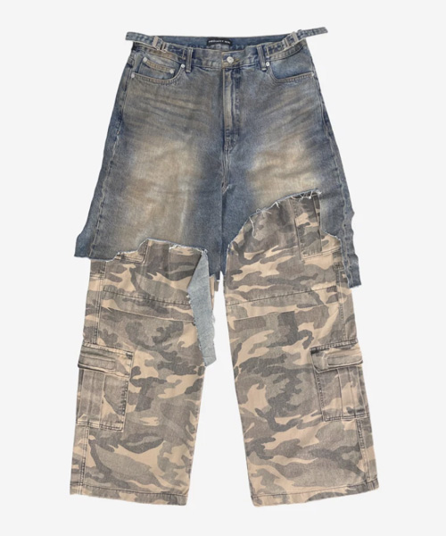 레이어드 카고 데님 팬츠