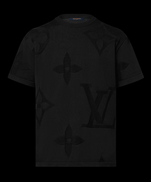 모노그램 숏 슬리브 코튼 크루넥