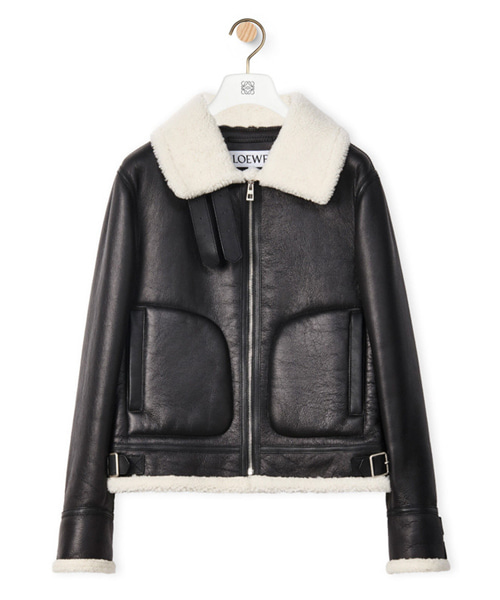 시어링 라인드 레더 재킷