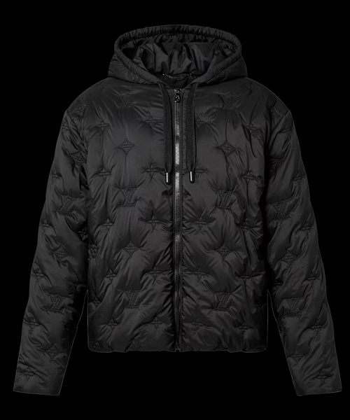 모노그램 퀄팅 나일론 후디 블루종