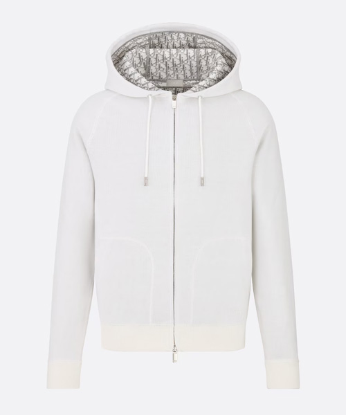 코튼 니트 캐시미어 후드 트랙 재킷