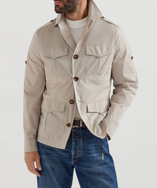 경량 테크노 코튼 포플린 사파리 재킷