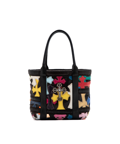 멀티컬러 크로스 패치 토트 백
