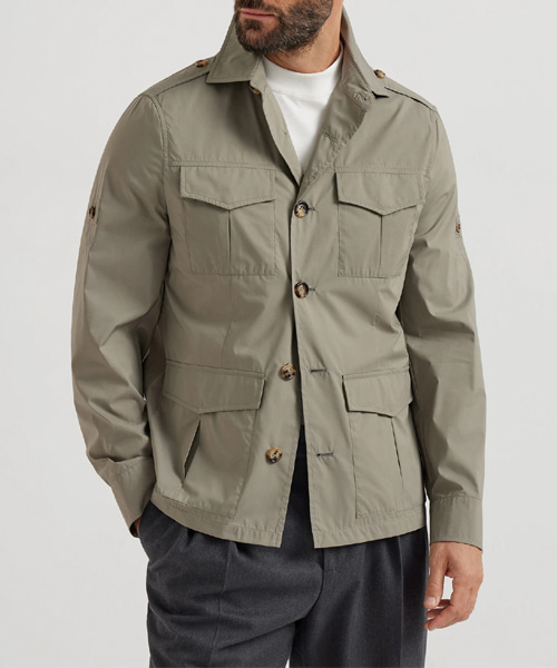 경량 테크노 코튼 포플린 사파리 재킷