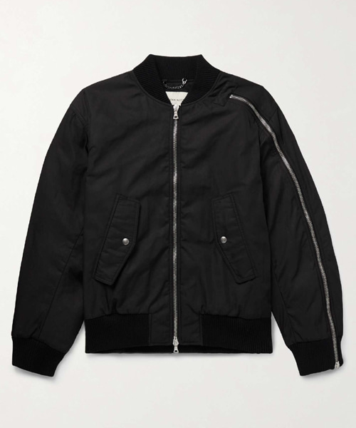 지퍼 디테일 쉘 봄버 재킷