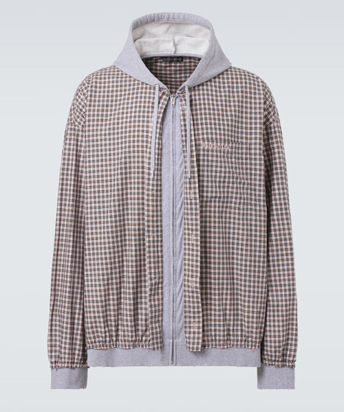 체크 코튼 포폴린 재킷